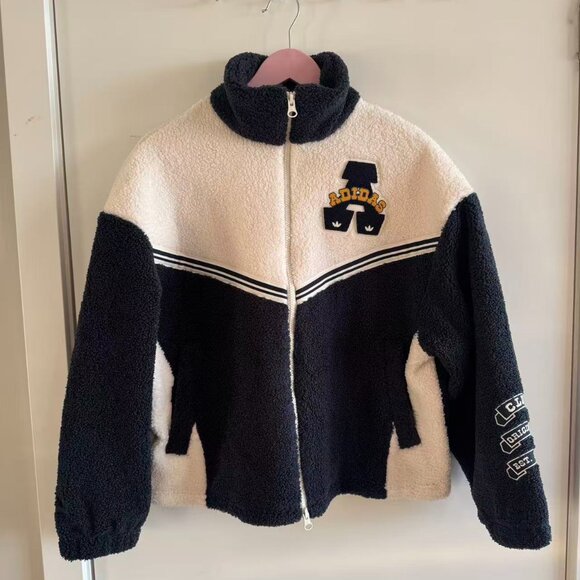 Adidas Sherpa Fleece Jacket – Black & White - Picture 1 of 7